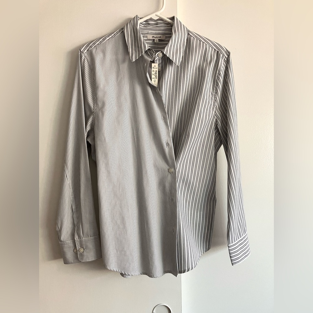 Madewell White and Black Pinstripe Button-Down Shirt